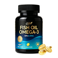 Gélules d'huile de poisson Oméga 3 triple concentration à marque privée, 720 mg d'Oméga 3, pêche en eau sauvage, saveur citron, fabricant de suppléments OEM