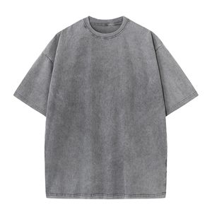Solid Color Pure Cotton 230gsm Men's O-neck Blank T-shirts Knit <b>Summer</b> Men's Washed T-shirts - Product Image 3