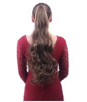 LONGFOR BQ Perruque de queue de cheval en cheveux synthétiques non traités 20 pouces Extension de queue de cheval en cheveux brésiliens pour femmes noires