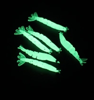 Nouveau lot de 20 leurres de pêche crevettes 4cm 0.4g à immersion totale, imitation crevette cristalline pour poissons d'eau salée et pêche en mer