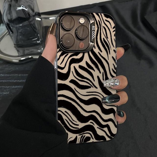 A Generous and Minimalist zebra Striped iPhone 11 12 14 15 16 Pro Max 7 8 Plus X XR XS Max Shock-absorbing Protective case