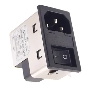 EMI EMC Noise Filter Power Entry Module Double IEC 320 C14 AC Socket with Boat Switch with Double Fuse Holder