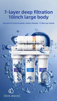 Purificateur d'eau domestique à consommation directe, débit de 200 L/H, ultrafiltration de cuisine, filtration à 6 étapes, en acier inoxydable