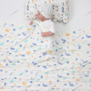 Couverture de pépinière ultra douce et soyeuse en jersey de bambou matelassé à 2 couches pour nouveau-né, enfant en bas âge, motif de dessin animé tricoté-Bébé - Product Image 5