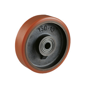 Rueda giratoria de serie pesada, núcleo de hierro fundido, soporte de chapa galvanizada prensada para aplicaciones de transporte, acero PU - Product Image 1