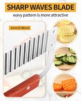 Accessoires de cuisine manuels en acier inoxydable : Couteau à salade et légumes, Coupe-frites ondulées, Trancheuse à pommes de terre en bandes, Coupe-légumes ondulé