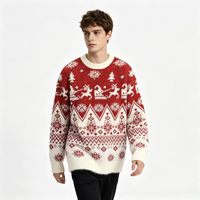 Pull personnalisé à col roulé et manches longues, motif renne et flocon de neige, pull en tricot, pull de Noël moche