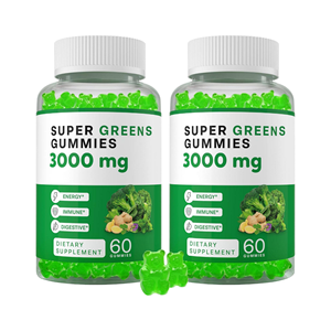 Gummies Super Greens aux légumes et herbes, soutien immunitaire avec spiruline, chlorelle, brocoli, épinards, chou frisé, persil - Product Image 1