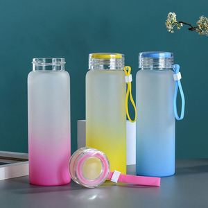 Petit Verre Portable avec Lanière, Dégradé de Couleurs, XH GT8006, 500ml, en Verre Borosilicate Dépoli, pour Jus Froid Domestique - Product Image 6