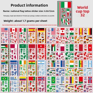 Nuevas pegatinas temporales de tatuajes de bandera nacional transfronterizas Modelo GA 2026 para eventos, fiestas de aficionados y reuniones - Product Image 1