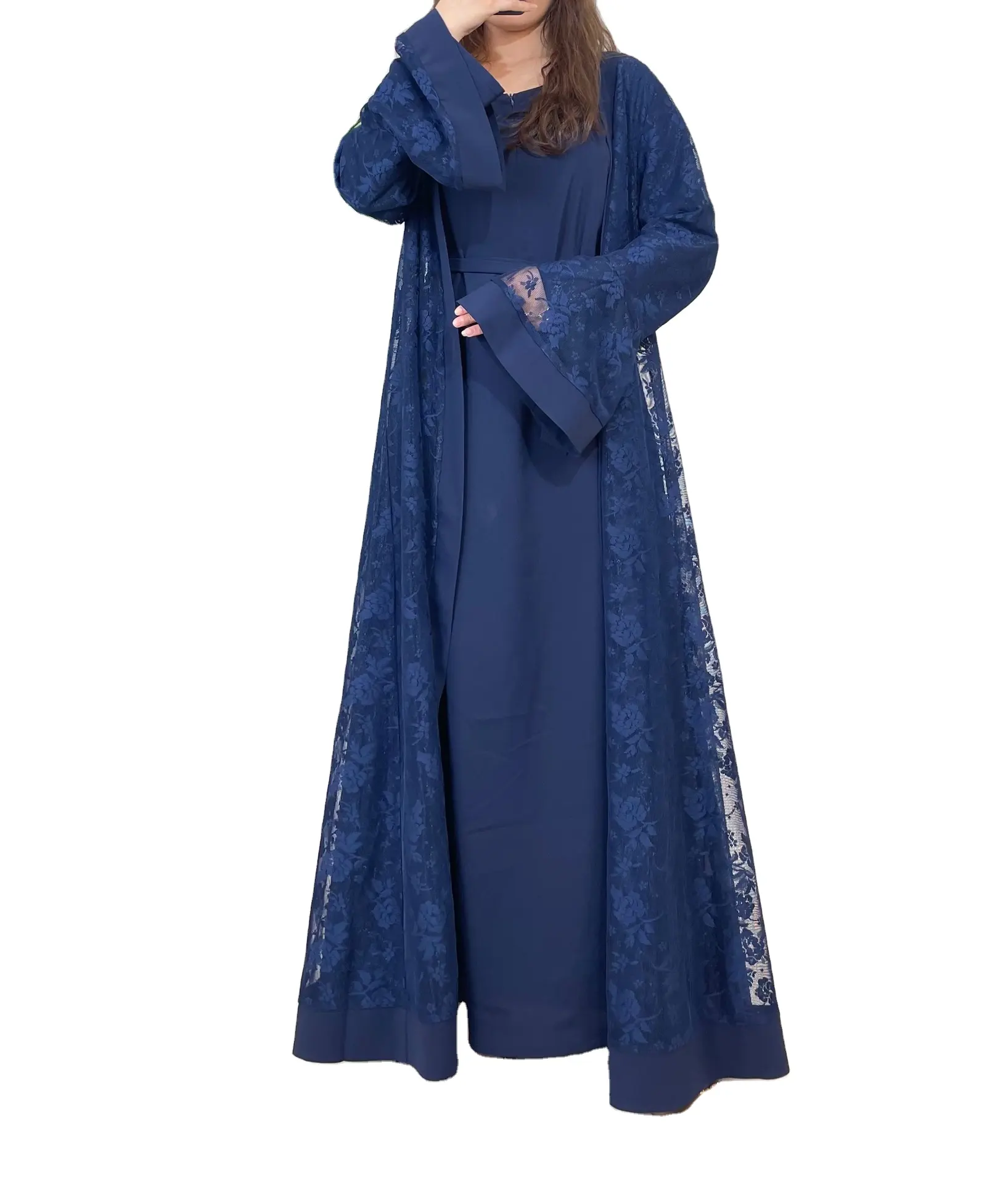 2 adet set moda İslami Hidjab müslüman Robe elbise toptan arapça türkiye elbiseler robe müslüman etnik kaftan