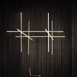 Tùy Chỉnh Hiện Đại Bắc Âu <span class=keywords><strong>LED</strong></span> Mặt Dây Chuyền Tuyến Tính Ánh Sáng Có Thể Điều Chỉnh Hình Chữ Nhật Vuông Dài Hình Học Kết Hợp Nhóm Đèn Chùm Cho Khách Sạn - Product Image 4
