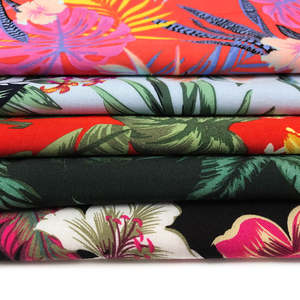 Çiçek dokuma 30s somali elbise tropikal baskılı poplin tecido 100% rayon viskon kumaş rulo bükülmüş düz rayon challis tissu - Product Image 5