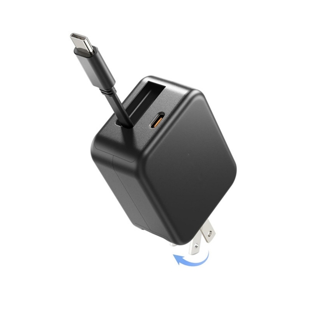 NEWEST Fast Charging Travel Adapter PD20W Foldable US Plug With Retractable Cable Type C Wall Charger for IP 16 15 Android Phone