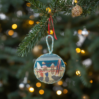 Décoration suspendue de porte à l'aiguille écologique Ornements de broderie de Noël pour couronne d'arbre Cadeau de vacances pour la maison