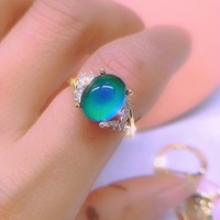 Bague d'humeur en cristal plaqué or Bague en pierre thermosensible Bague en gros de couleurs variées multi-diamants pour mariage