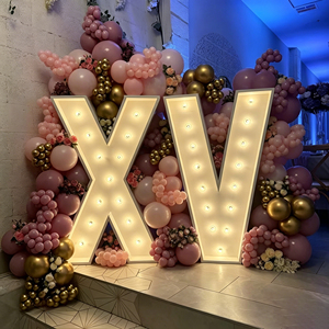 Letrero Luminoso LED Grande con el Número 50, Arco de Globos Rosa Dorado, Iluminación Decorativa Interior, Alimentación CA, Blanco Cálido 2700K - Product Image 3