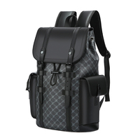 Sac à dos en cuir PU personnalisé 2025, imprimé, étanche, pour ordinateur portable, voyage d'affaires, avec fermeture éclair, accessoire de loisirs de haute qualité, design arqué