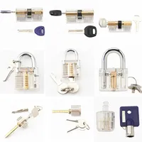 Ensemble de 9 cadenas d'entraînement avec cadenas transparents, pour l'entraînement et la pratique du crochetage de serrures