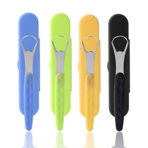 Raspador <span class=keywords><strong>de</strong></span> lengua <span class=keywords><strong>de</strong></span> acero inoxidable Recubrimiento <span class=keywords><strong>de</strong></span> lengua limpio mal aliento bacterias virus adecuado para quirófano dental - Product Image 4
