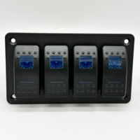 Panneau d'interrupteurs à bascule en aluminium DC12V 20A avec LED bleue 1/2/3/4/5/6/8 gangs pour Yacht, VR, Camion, Moto, Véhicules tout-terrain