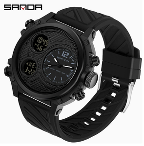 นาฬิกาดิจิตอล Sanda รุ่นใหม่ นาฬิกาสปอร์ตสำหรับผู้ชาย นักเรียน นักศึกษา ใช้งานกลางแจ้ง เรืองแสง กันน้ำ นาฬิกาทหาร หน้าปัดคู่ ระบบอิเล็กทรอนิกส์ - Product Image 3