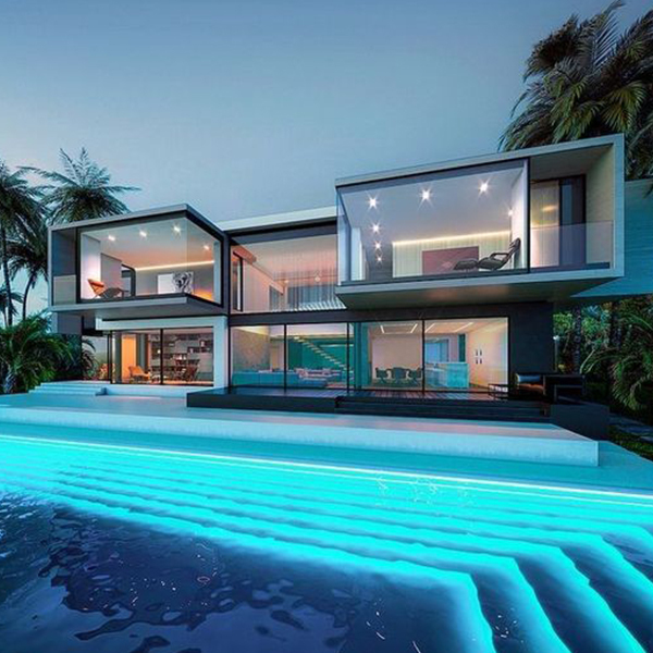 Optic Fiber Poolside Ambiance Lights Christmas Inspired Swimming Pool Illumination