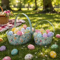 Nouveauté, panier-cadeau portable personnalisé pour Pâques, boîte en papier kraft, panier ovale en carton avec poignée