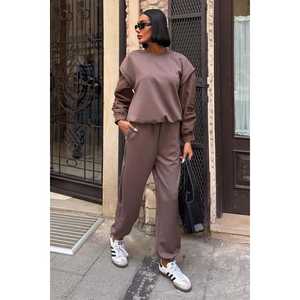 Conjunto de Traje para Mujer S6K Modal, Manga Larga, Tejido Transpirable, Casual, Primavera, Marrón 10249 - Product Image 6