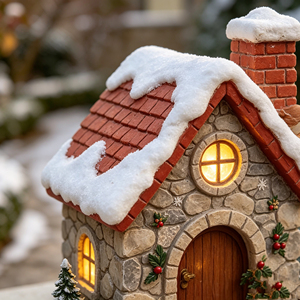 Ornamento Natalizio in Resina a Forma di Casa di Babbo Natale con LED, Decorazione da Tavolo per Casa, Regalo per Bambini, Statuetta - Product Image 4