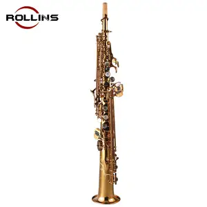 Saxophone Cao Cấp Thẳng Phốt Pho Đồng Cơ Thể Vàng Sơn Mài Phím Soprano Saxophone RSS-9901