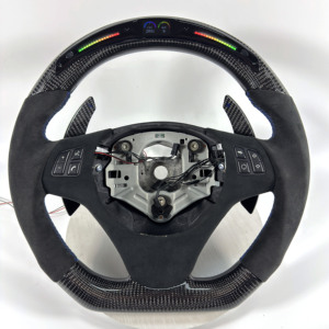 Volante de Fibra de Carbono Forjado en <span class=keywords><strong>Stock</strong></span> para <span class=keywords><strong>BMW</strong></span> E90 E92 E93 E60 M3, Diseño de Estilo Racing con Base Plana y Calefacción - Product Image 1