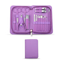 Kit de soins personnels professionnel en acier inoxydable, 17 pièces, pour pédicure et manucure, avec sac et boîte en cuir PU