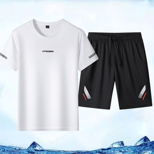 T-shirt d'été en soie glacée homme papa manches courtes combinaison de course d'âge moyen séchage rapide loisirs logo personnalisé respirant populaire - Product Image 2