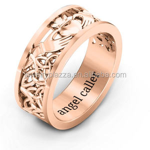 Anello unico 925 argento Sterling Celtic a tre colori anello di fidanzamento personalizzato per coppia - Product Image 2