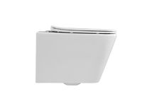 WC suspendu moderne en céramique monobloc avec réservoir encastré, cuvette sans rebord et glaçure autonettoyante