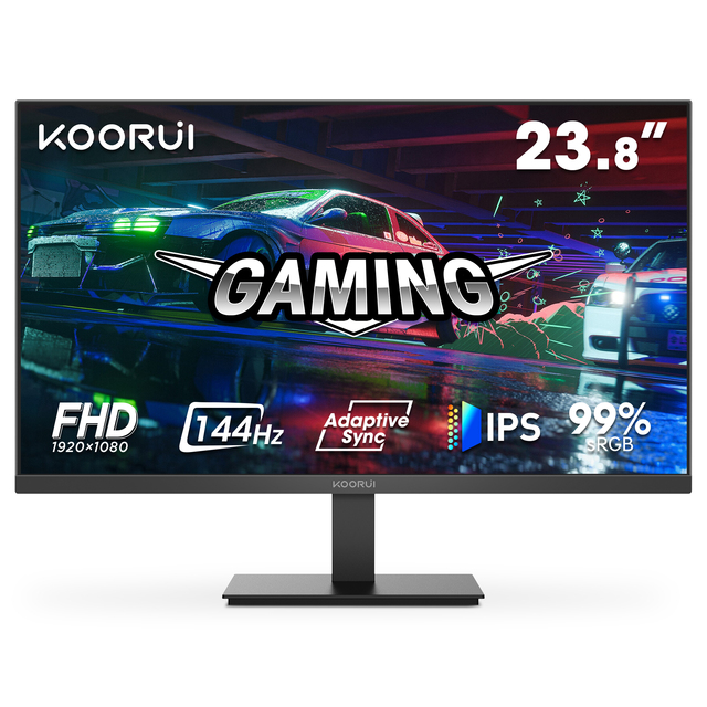 KOORUI Computer Monitor 24 Inch IPS 144Hz Eye Care 1080P Display  with 178° Viewing Angle Frame-Less Tilt VESA Compatible