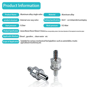 Clapet anti-retour de carburant 6 8 10 12 14 16 mm en alliage d'aluminium pour conduites d'essence, de diesel et d'eau des véhicules Peugeot et <span class=keywords><strong>Renault</strong></span> - Product Image 3