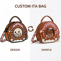Sac bandoulière personnalisé en cuir PU style maison en pain d'épices avec fenêtre pour badges, fabrication OEM ODM, échantillon sur mesure à partir de votre photo