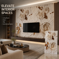 Panneau mural décoratif en PVC brillant MORLENX 3D Champagne Gold Rose UV pour hôtel de luxe, villa, intérieur