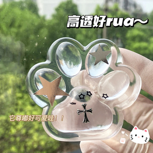 2025 New Cute Cat Paw Print Shape Mold <b>Large</b> 6cm TPR Transparent Novelty Gag Toys Kids Customizable Color <b>Plush</b> Cat Paw - Product Image 2