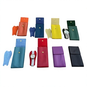 PU Leather <b>Watch</b> <b>Case</b> Fold Over <b>Watch</b> Box Snap Closure Portable Storage Pouch Custom Logo Gift Packaging - Product Image 1