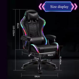 Neuer Ergonomischer Computer-Gaming-Stuhl mit Hoher Rückenlehne und RGB-Beleuchtung, Chefsessel aus Kunstleder mit Massagefunktion, Stoffbezug, Drehbar, für das Büro - Product Image 2