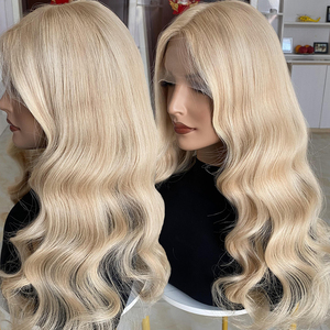 Rambut manusia Eropa medis Alopecia pirang rambut manusia Virgin renda depan tanpa lem topi Wig penuh wanita penipis rambut siap kirim - Product Image 1