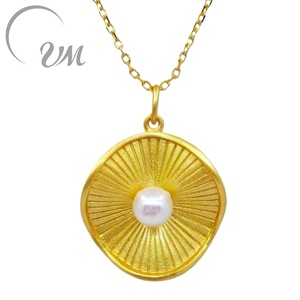 Collar con Colgante Minimalista de Plata 925 Chapado en Oro UM Jewelry, Perla Natural de Agua Dulce, Unisex, Regalo de Compromiso o Boda, Venta al Por Mayor - Product Image 1