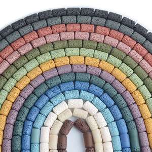 Cuenta de piedra de <span class=keywords><strong>lava</strong></span> Natural colorida de 15*8mm, piedra de roca volcánica de cilindro largo, accesorios de joyería hechos a mano <span class=keywords><strong>DIY</strong></span> - Product Image 1