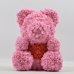 Orsetto Decorativo in Schiuma PE da 40 cm, Realizzato a Mano, con <span class=keywords><strong>Rose</strong></span> Artificiali, Regalo per Matrimonio o Fidanzata - Product Image 2