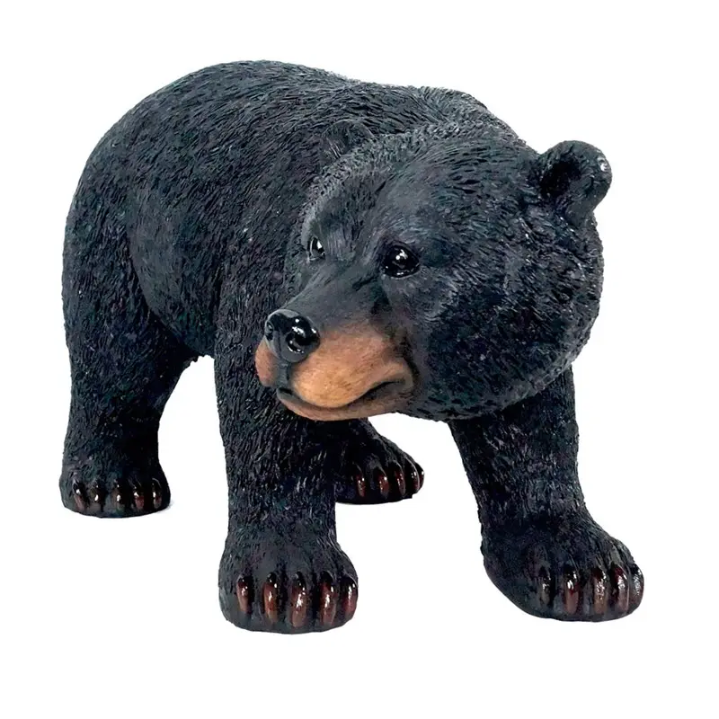 รูปปั้นหมีสีดำทำด้วยมือรูปปั้นสัตว์โพลีเรซินสำหรับตกแต่งกลางแจ้ง