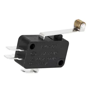 Daiertek 16A 250VAC 4.8*0.8mm Momentary SPDT Snap Action Black Body Micro Limit Switch with Hinge Roller Metal