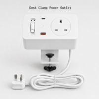 Multiprise de bureau à fixation par pince avec câble USB-C rétractable, chargeur PD 20W, prise UK pour bureau à domicile – Vente en gros usine
